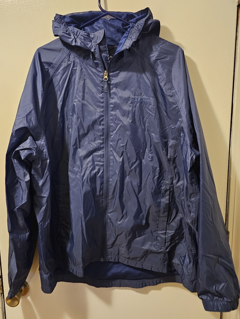 LL Bean Blue Casco Bay Windbreaker Jacket Windproof Water Resistant Men's Sz XL